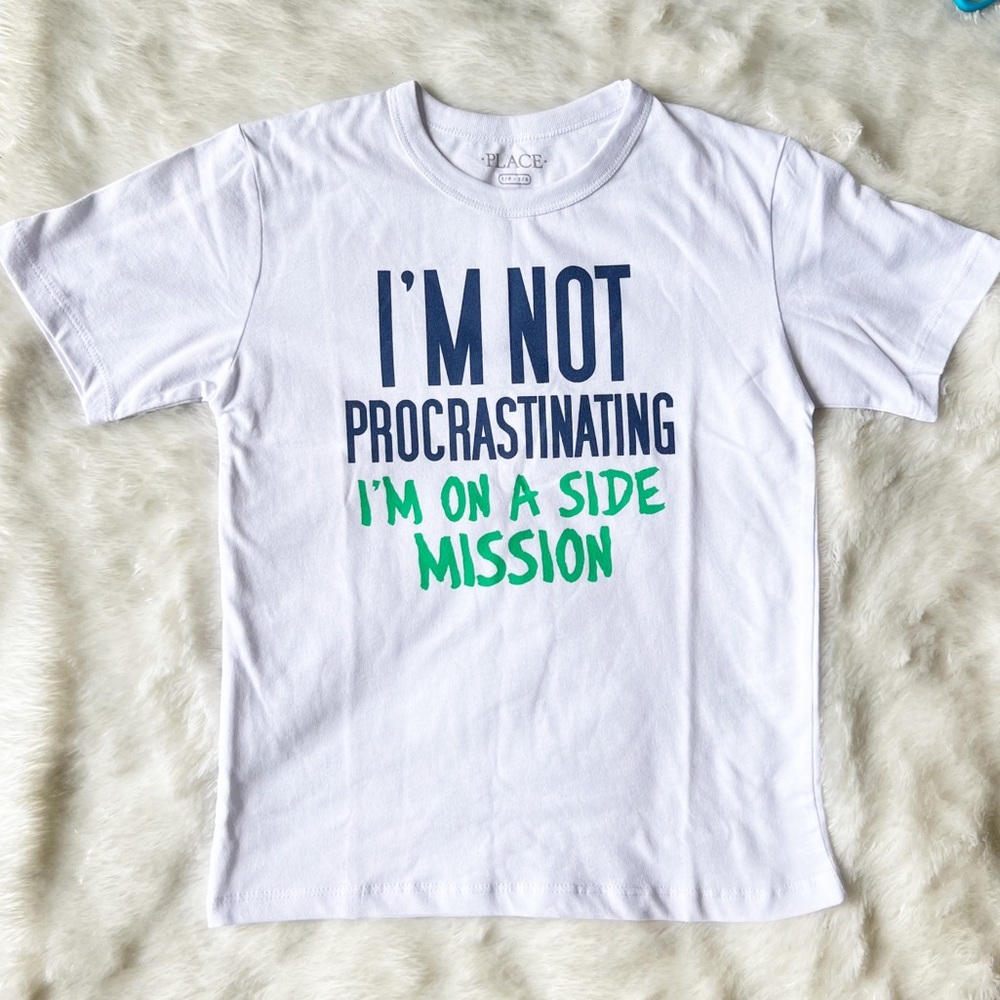NWT The Children’s Place I’m Not Procrastinating Side Mission T-shirt Boys S 5/6